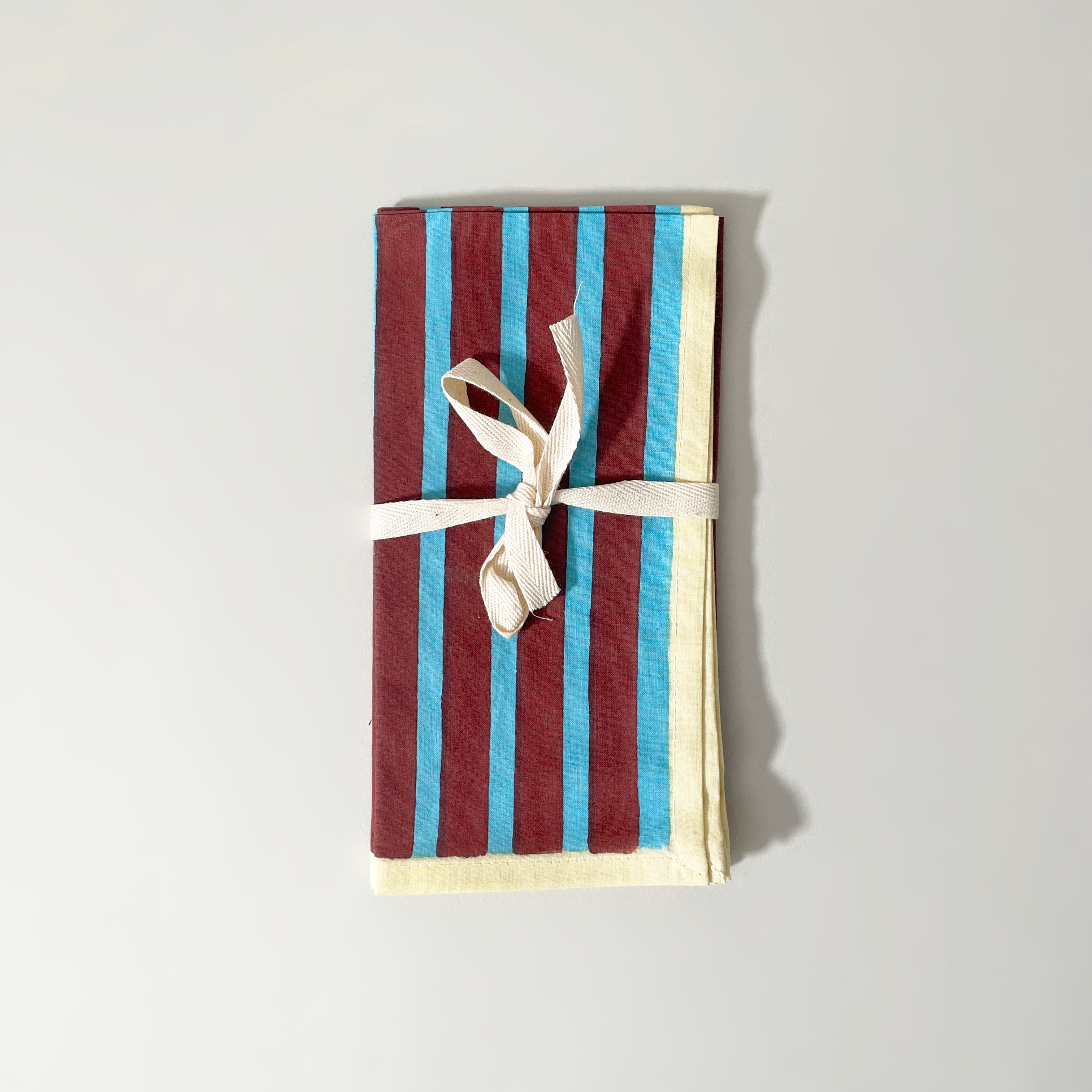 Block Printed Stripe Napkins, Set of 2