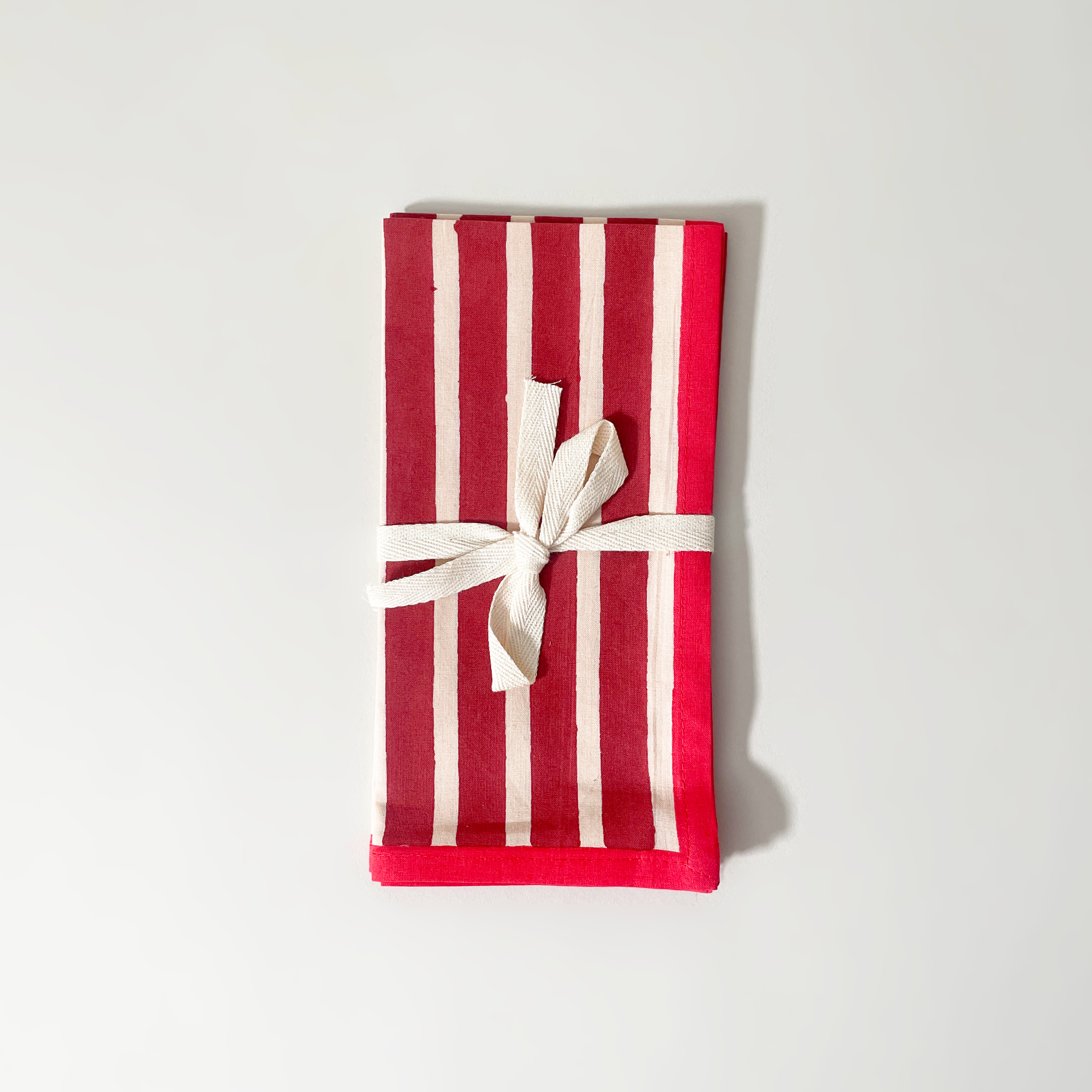 Block Printed Stripe Napkins, Set of 2