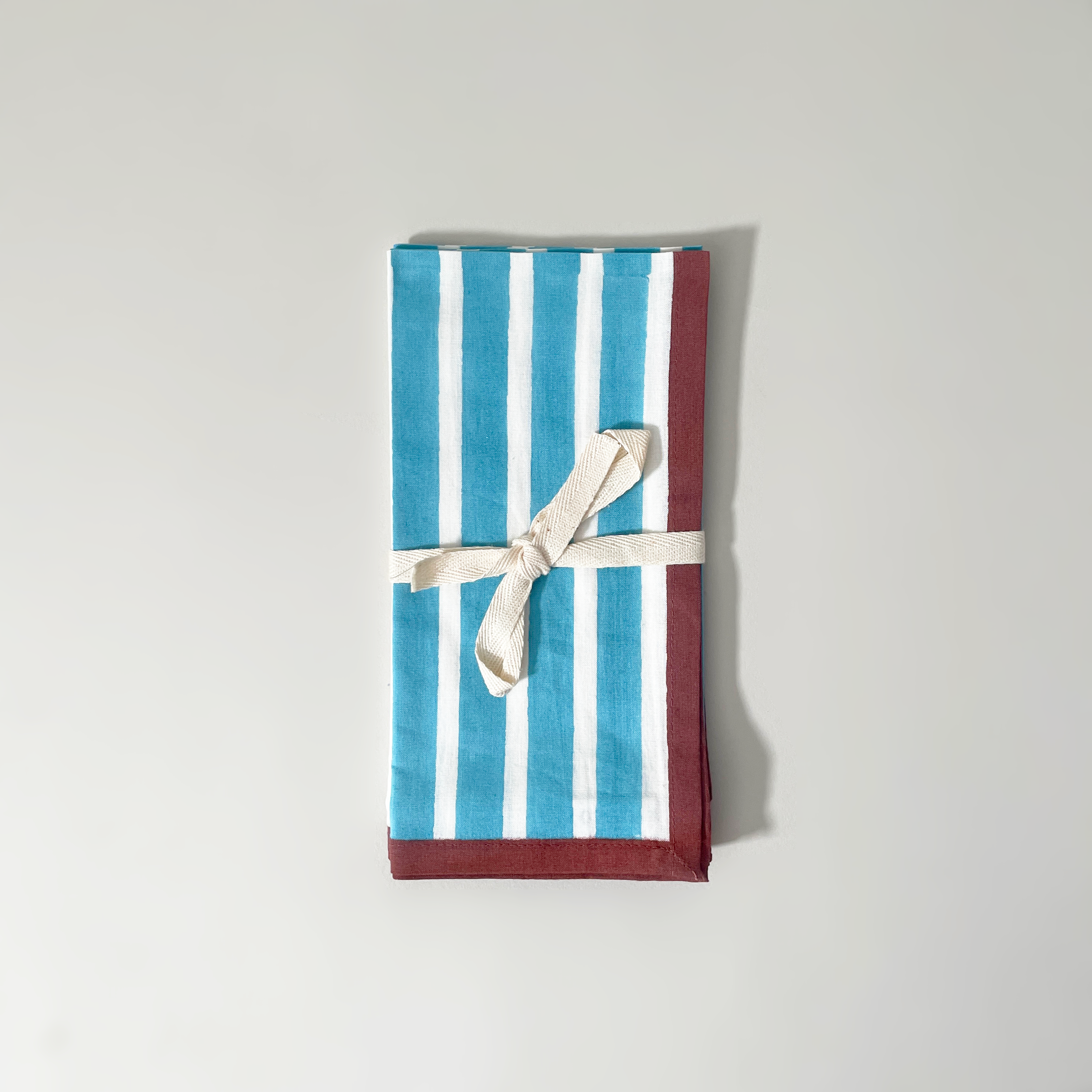 Block Printed Stripe Napkins, Set of 2