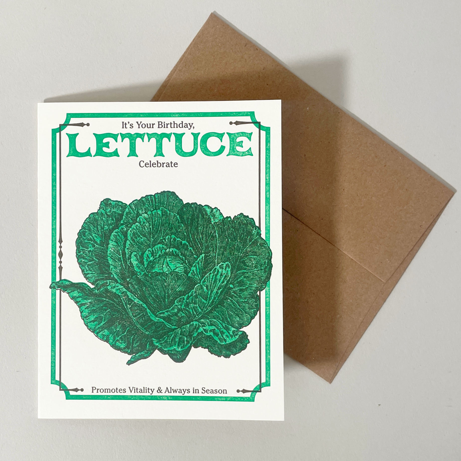 a. favorite design Vintage-Style Produce Greeting Card, Lettuce