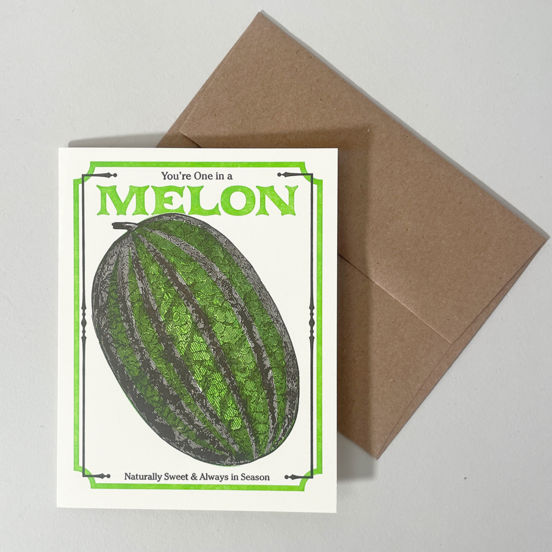 a. favorite design Vintage-Style Produce Greeting Card, Melon