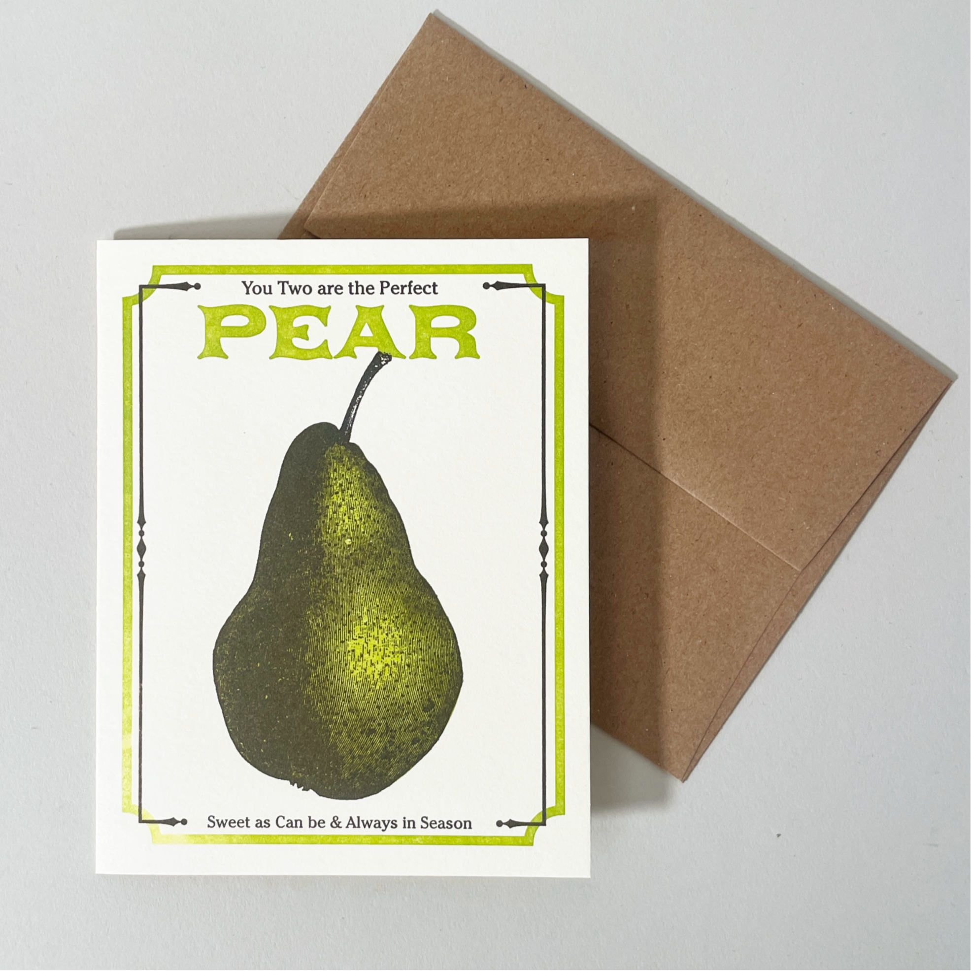 a. favorite design Vintage-Style Produce Greeting Card, Pear